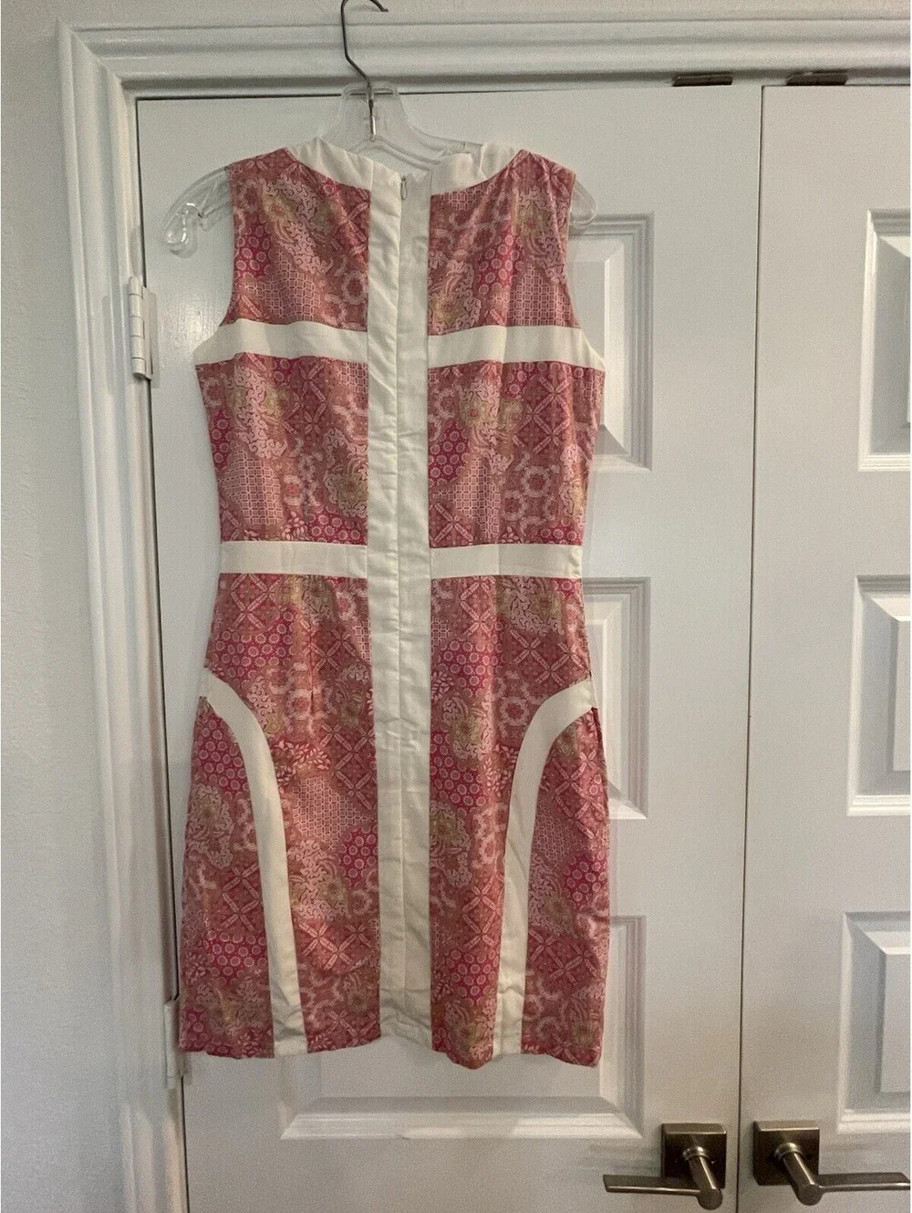 J Rep Women's Summer Cotton pink-and-white geometric  print, white paneling XSP